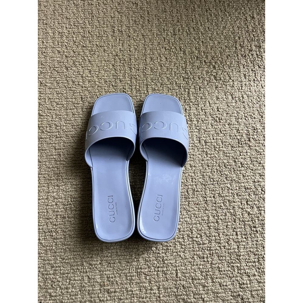 GUCCI Rubber Light Blue Platform Heels Womens EU 41 USA 11 Slip On - Picture 13 of 14